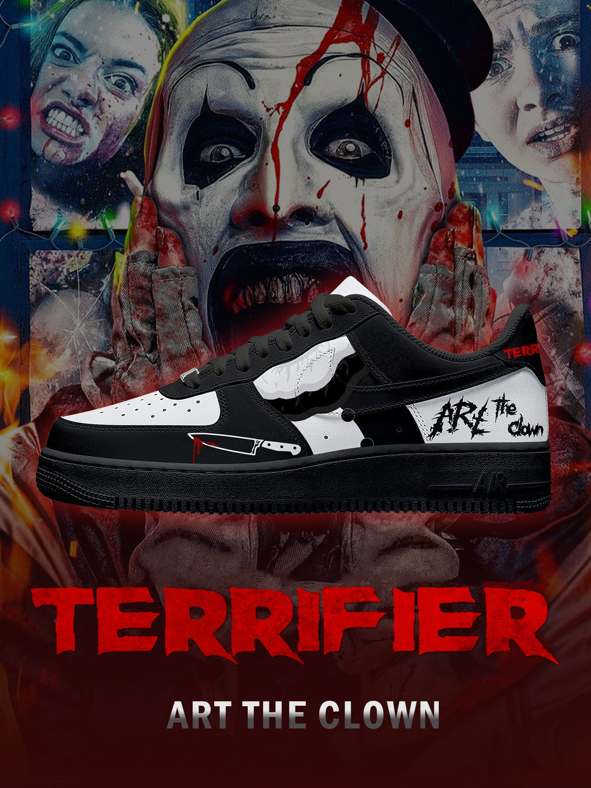Art the Clown V.1 Custom Low-top Sneakers For Horror Fans