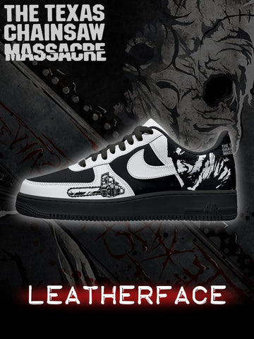Leatherface V.1 Custom Low-top Sneakers For Horror Fans-Cuztomshoes