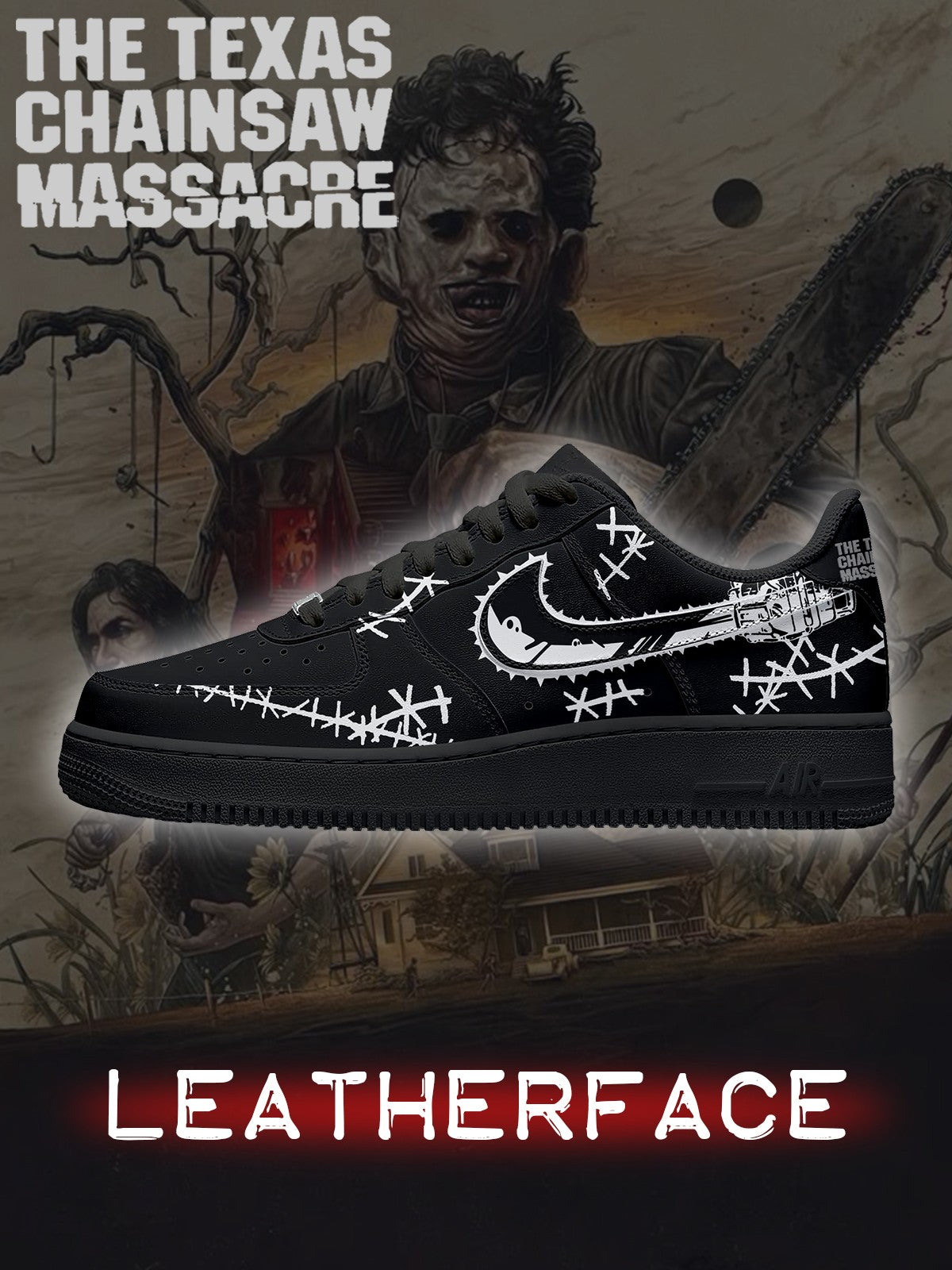 Leatherface V.3 Custom Low-top Sneakers For Horror Fans
