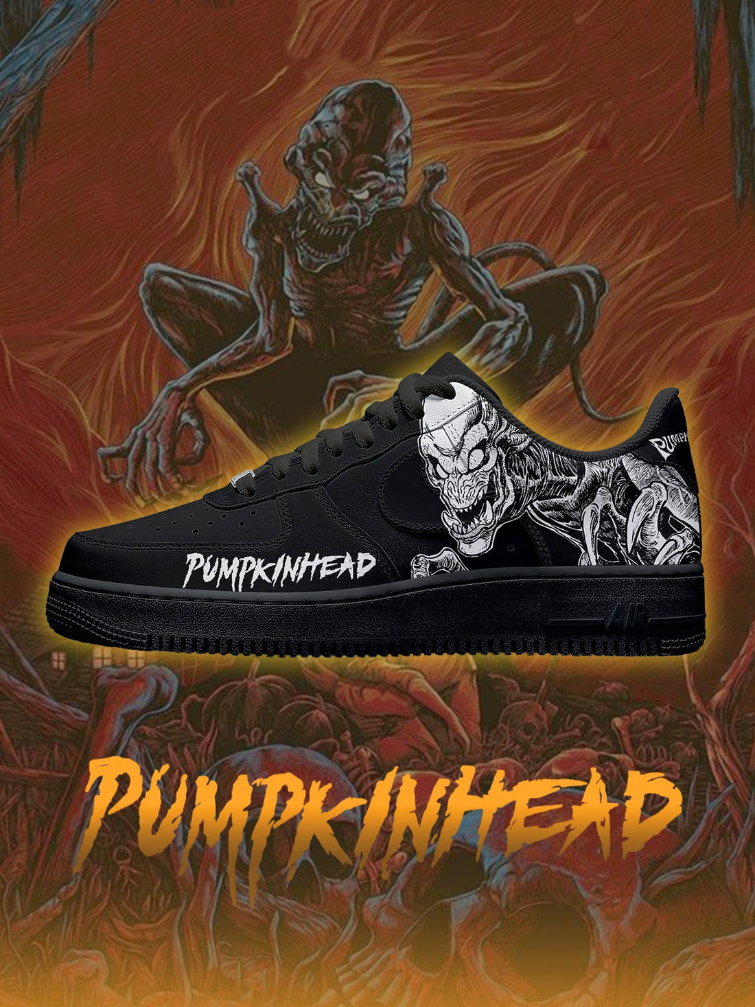 Pumpkinhead V.2 Custom Low-top Sneakers For Horror Fans-Cuztomshoes