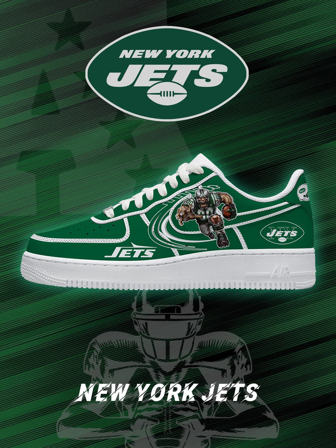 NYJ Custom Low-top Sneakers For Football Fans-Cuztomshoes