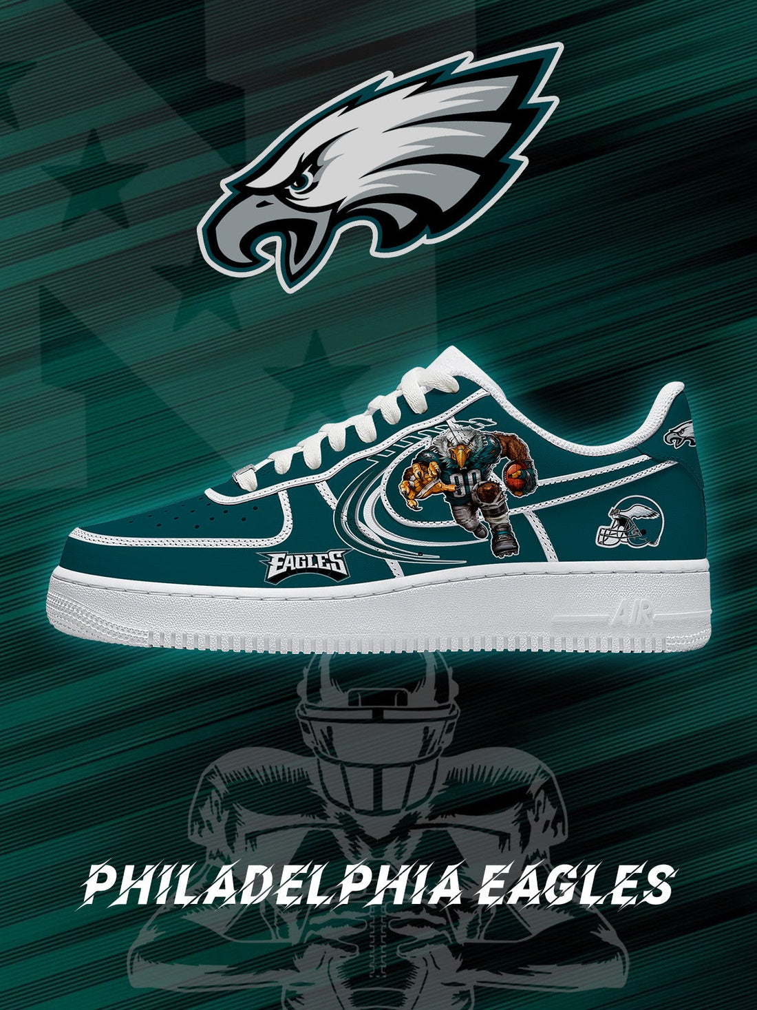 Philadelphia Custom Low-top Sneakers For Football Fans-Cuztomshoes