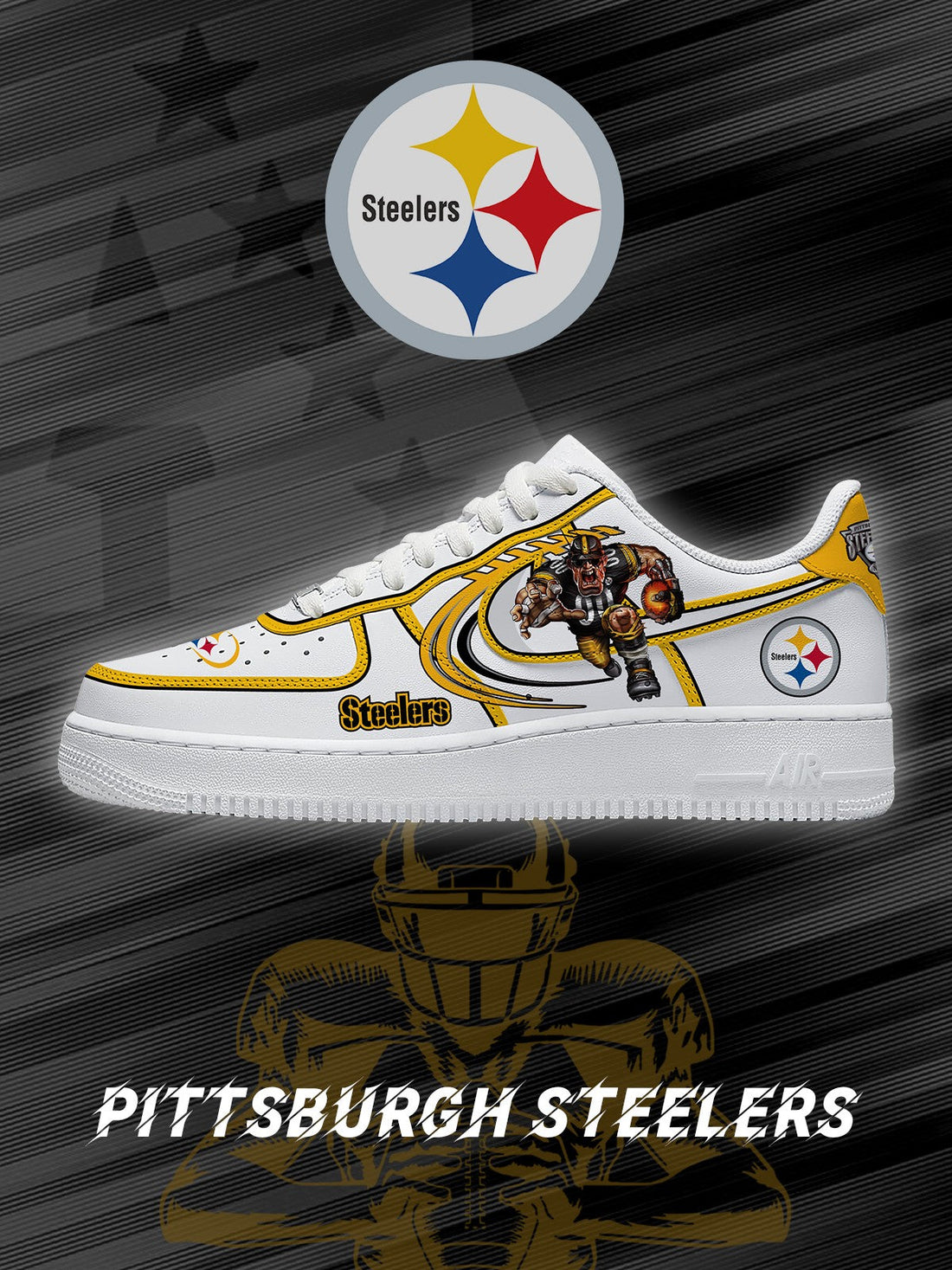 Pittsburgh Custom Low-top Sneakers For Football Fans-Cuztomshoes