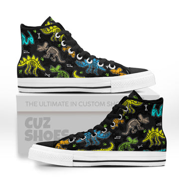 Dinosaur Skeleton Fossil Pattern High Top Sneakers Custom Shoes PT0307-Cuztomshoes
