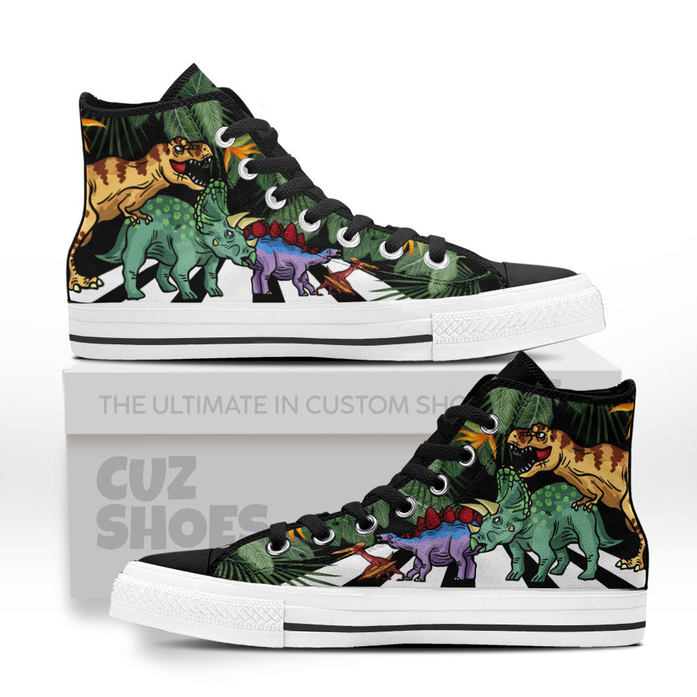 Dinosaur Abbey Road High Top Sneakers Custom Shoes PT0307-Cuztomshoes