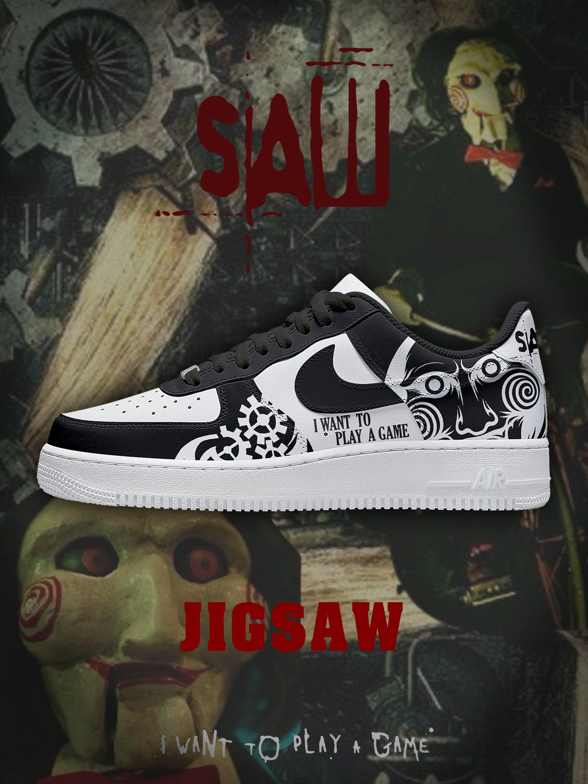 Jigsaw V.3 Custom Low-top Sneakers For Horror Fans