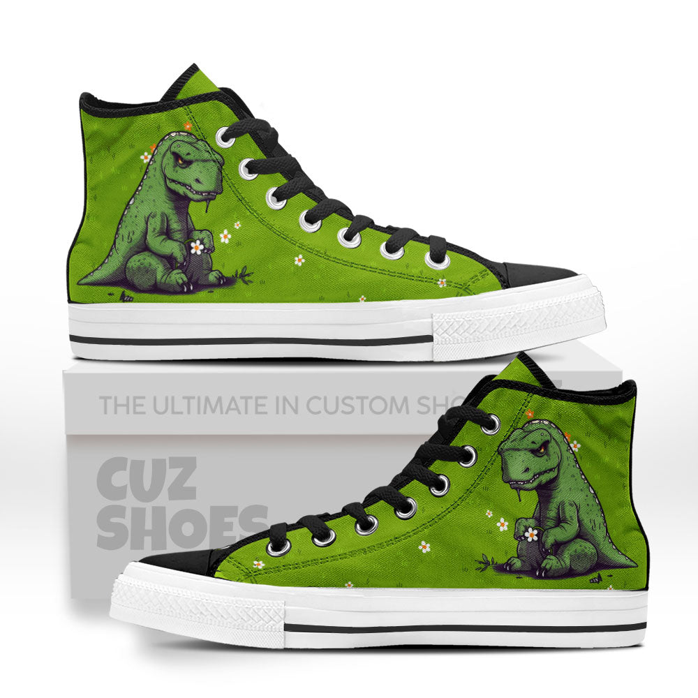 Dinosaur T-rex High Top Sneakers Custom Shoes PT0507-Cuztomshoes