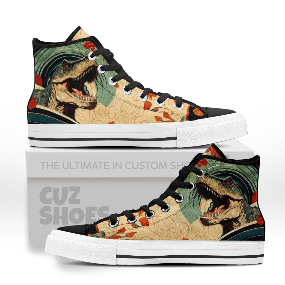 Dinosaur Japan Style High Top Sneakers Custom Shoes PT1007-Cuztomshoes