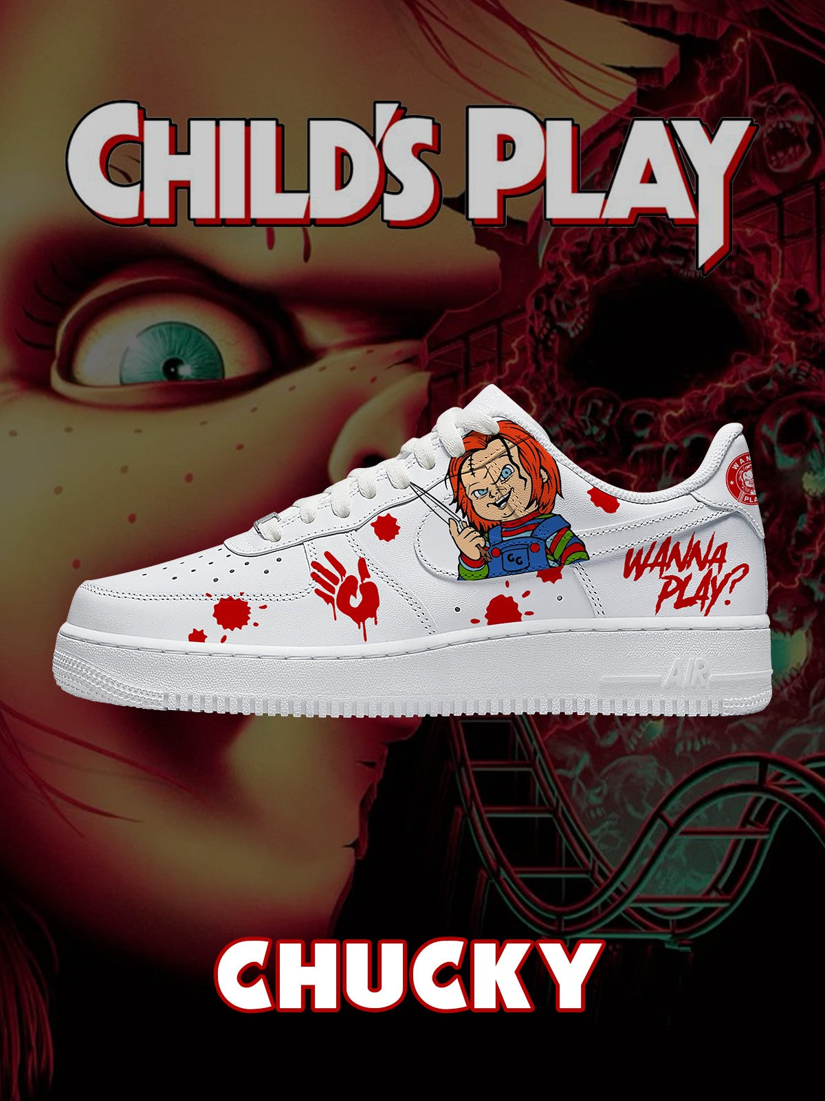 Chucky V.3 Custom Low-top Sneakers For Horror Fans