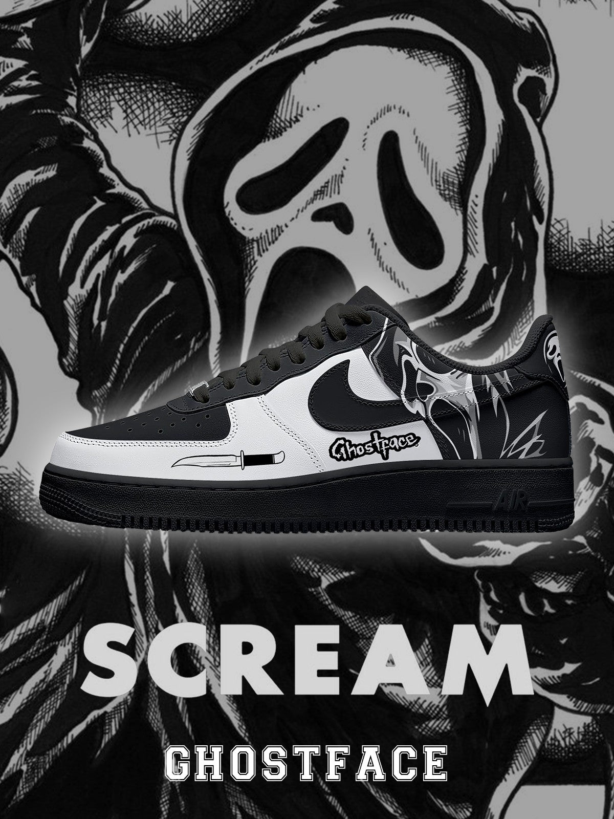 Ghostface V.2 Custom Low-top Sneakers For Horror Fans
