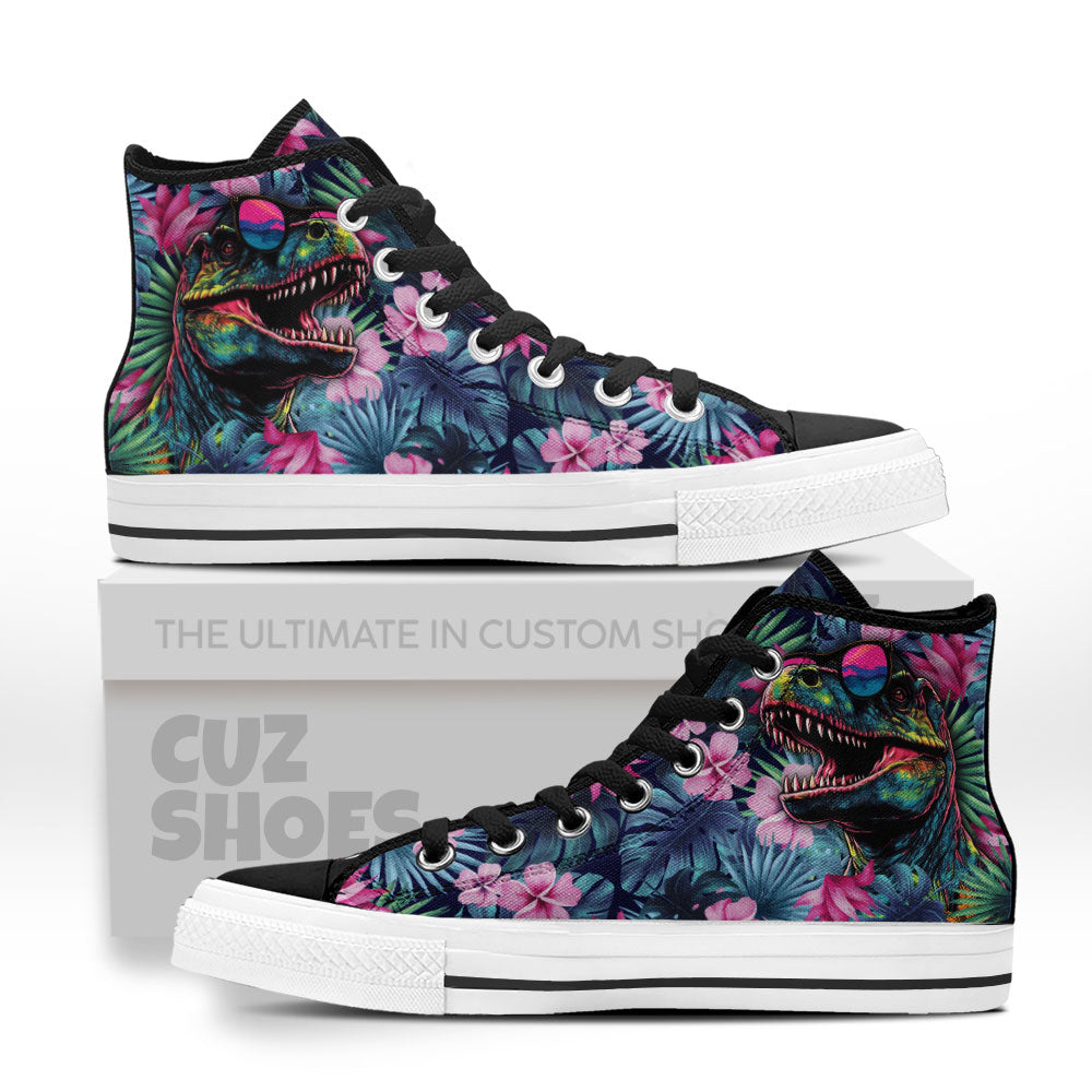Dinosaur High Top Sneakers Hawaii Custom Shoes PT1007-Cuztomshoes
