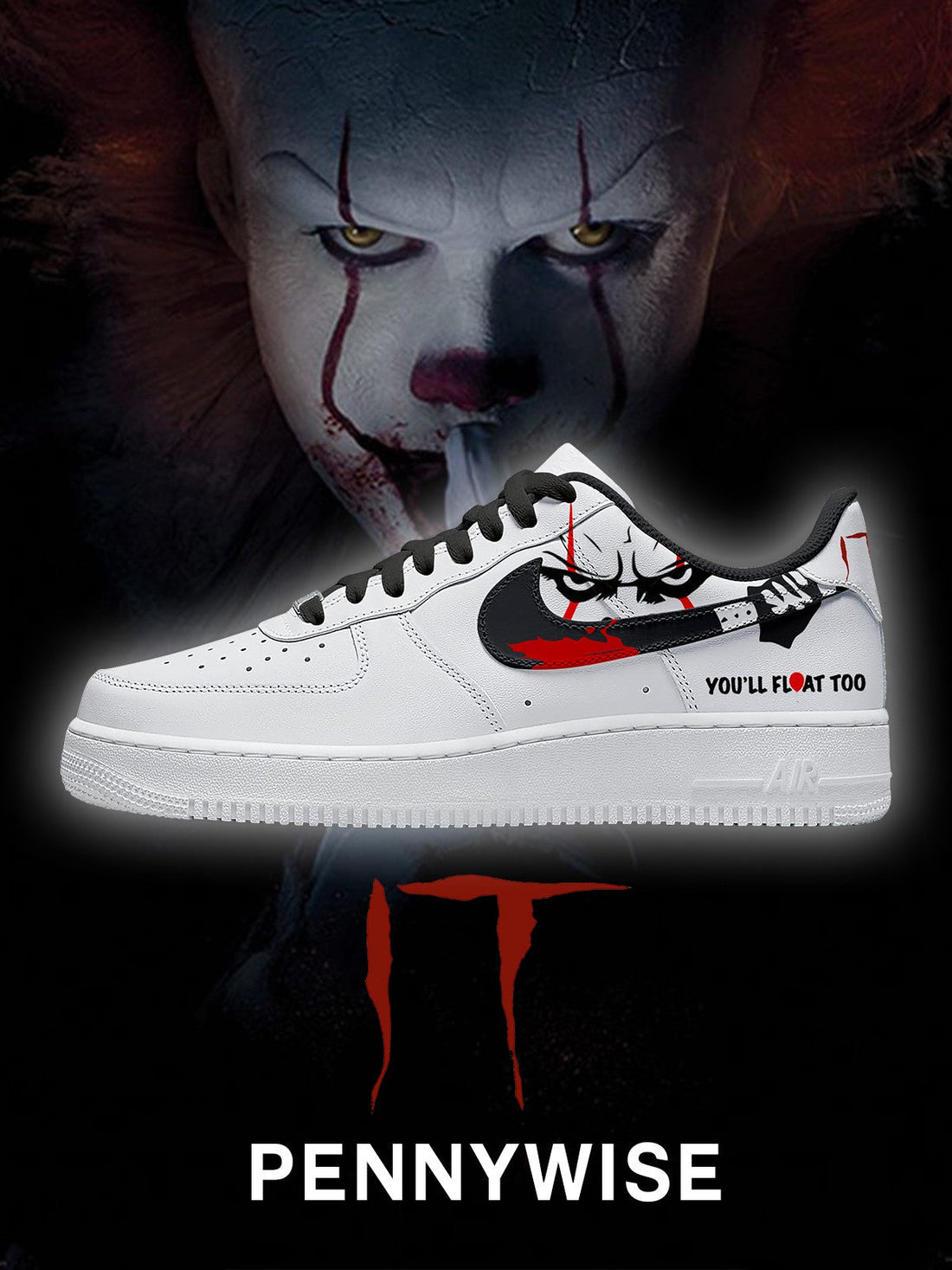 Pennywise V.3 Custom Low-top Sneakers For Horror Fans-Cuztomshoes