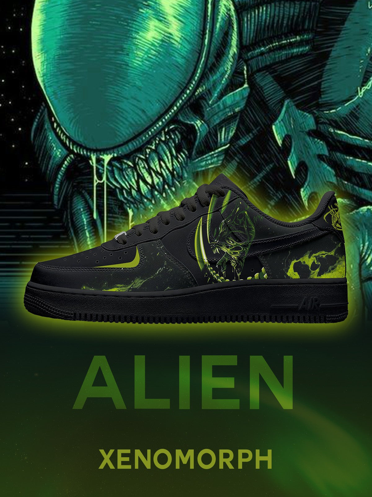 Xenomorph V.1 Custom Low-top Sneakers For Horror Fans