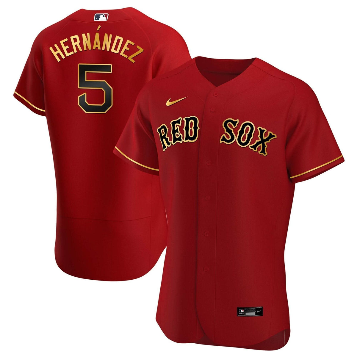 Boston Red Sox Gold Trim Jersey - Stitched