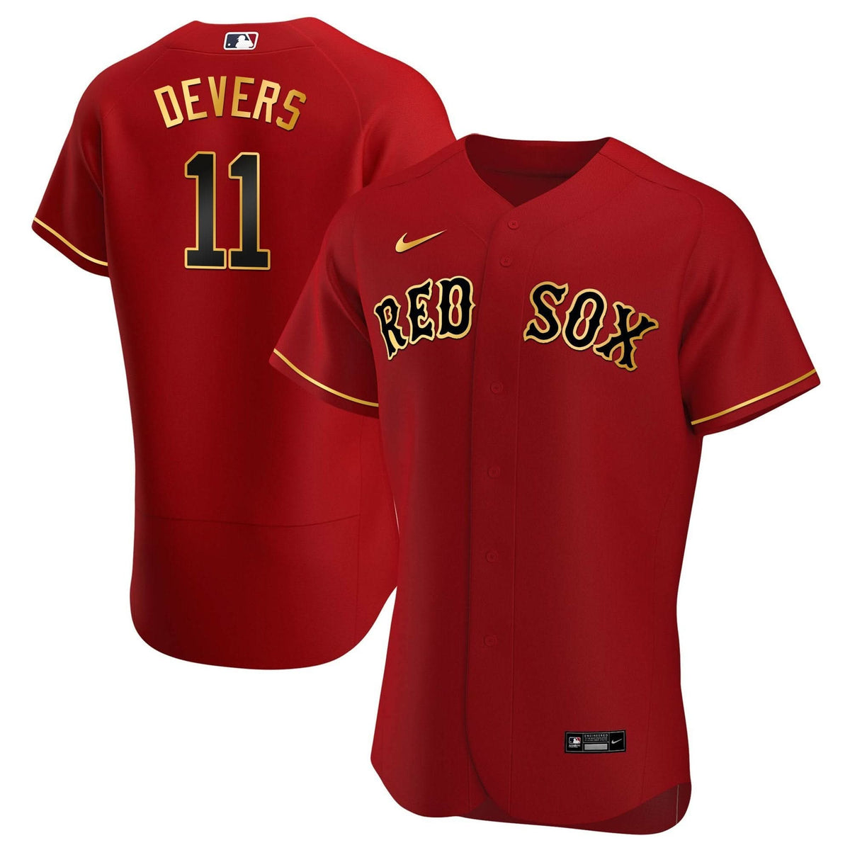 Boston Red Sox Gold Trim Jersey - Stitched