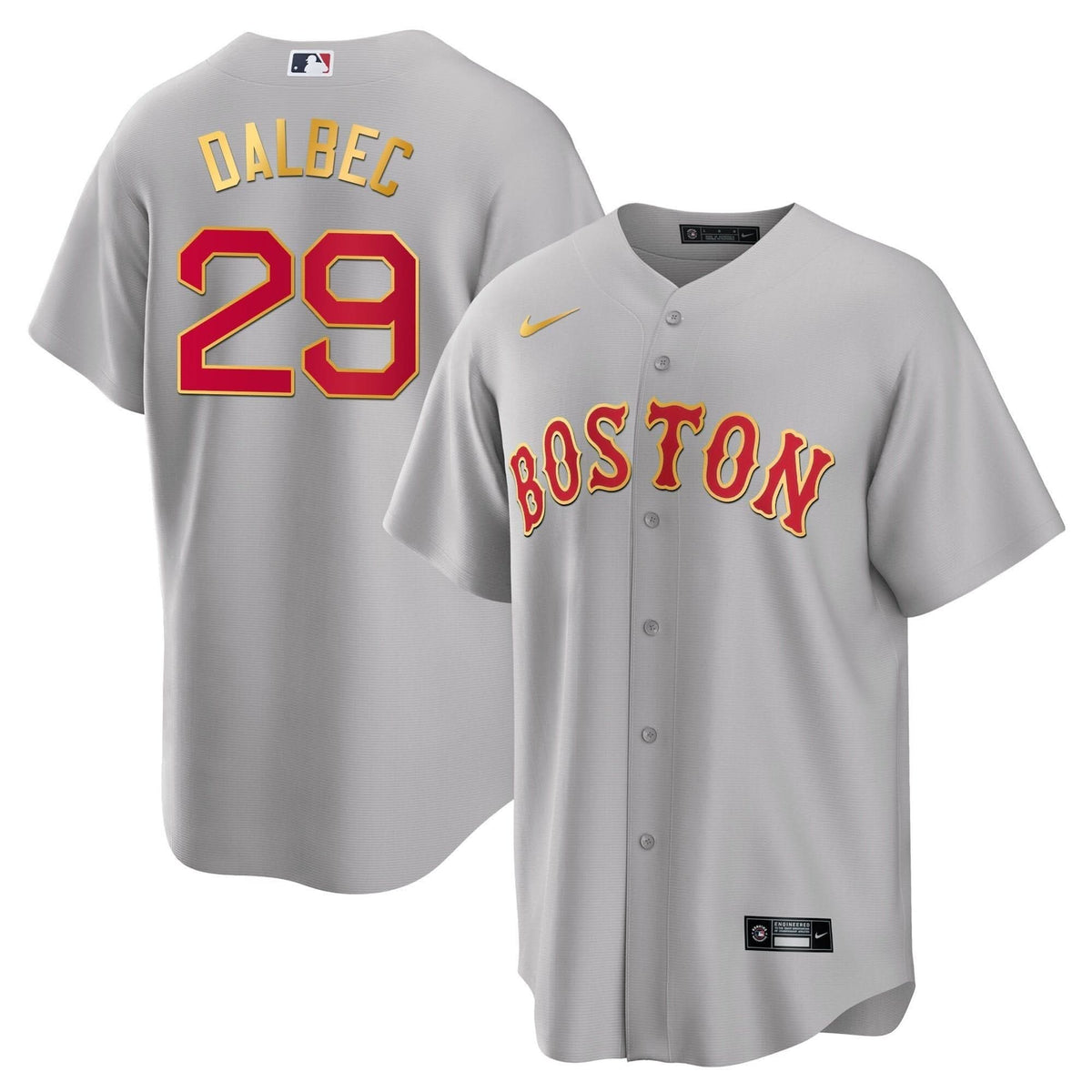 Boston Red Sox Gold Trim Jersey - Stitched