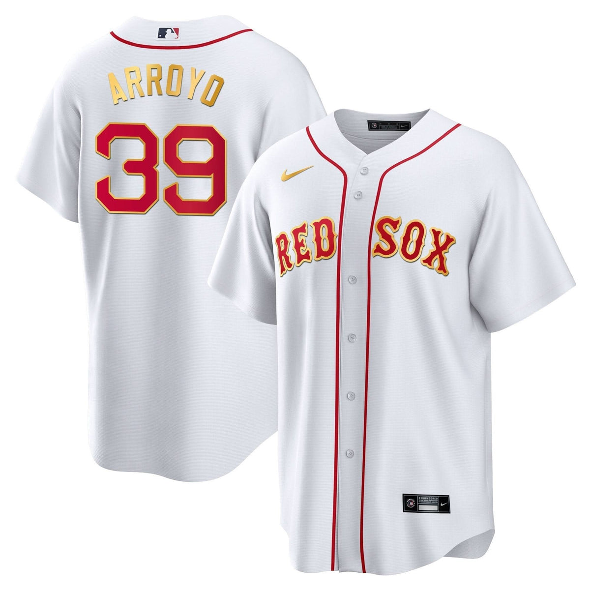 Boston Red Sox Gold Trim Jersey - Stitched
