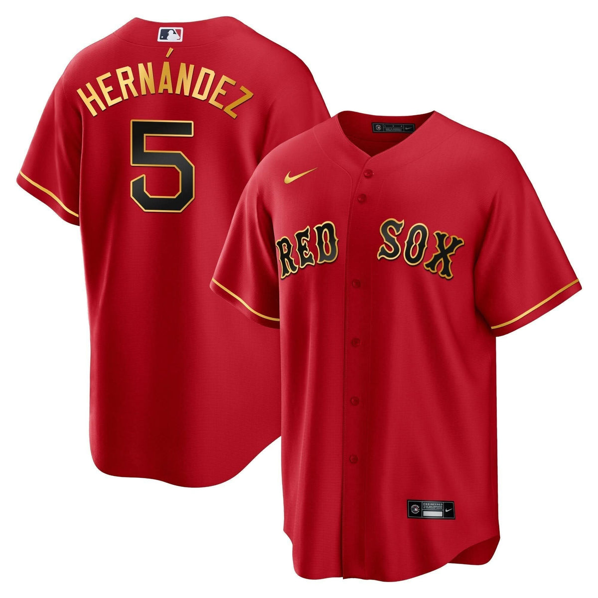 Boston Red Sox Gold Trim Jersey - Stitched