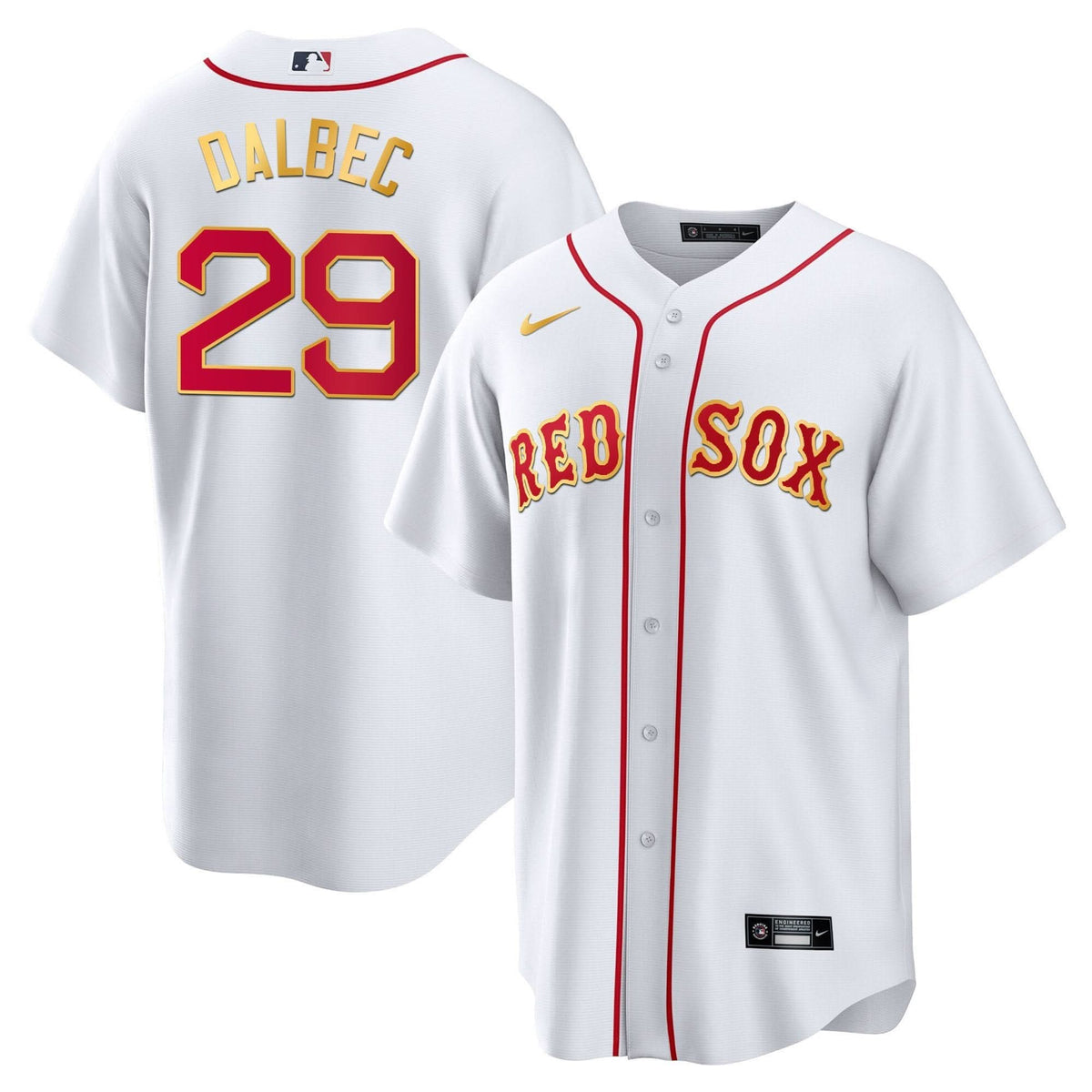 Boston Red Sox Gold Trim Jersey - Stitched