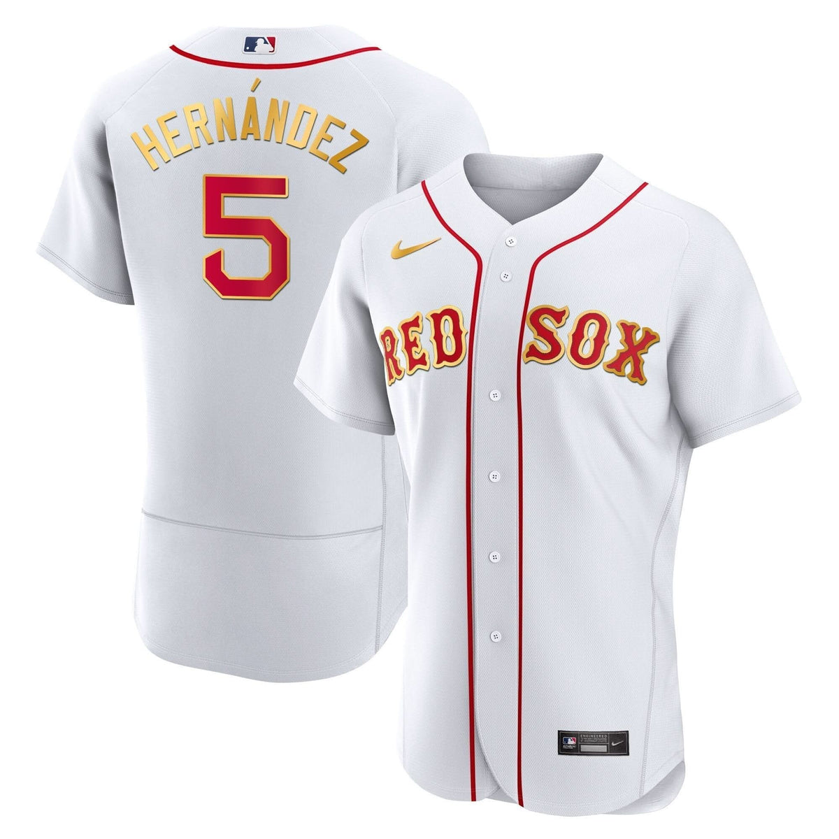 Boston Red Sox Gold Trim Jersey - Stitched
