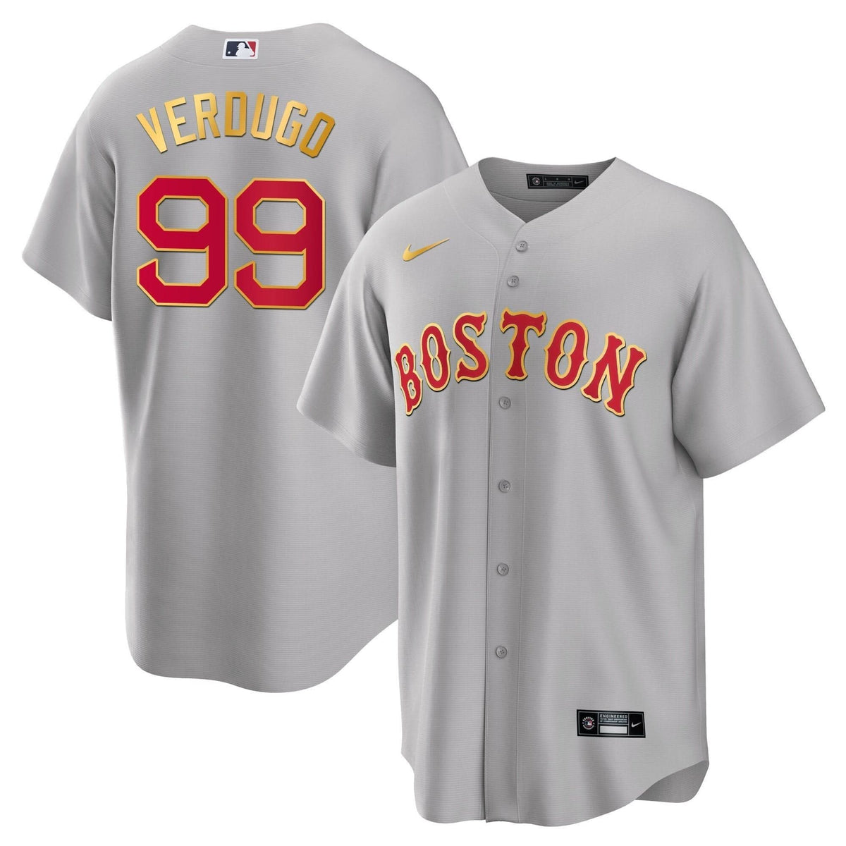 Boston Red Sox Gold Trim Jersey - Stitched