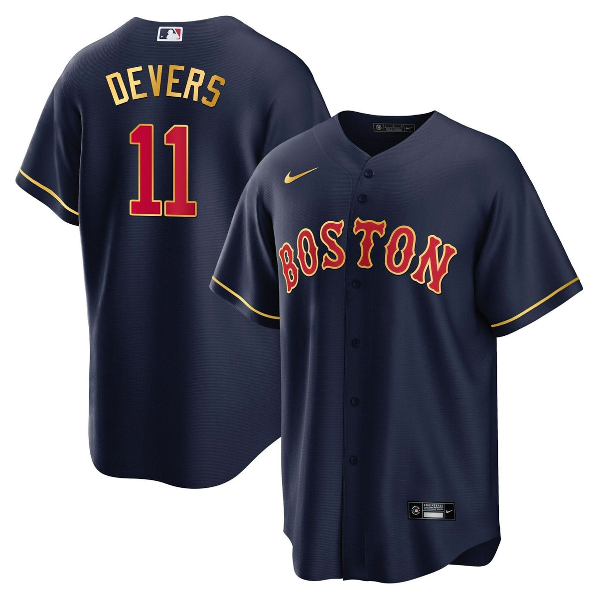 Boston Red Sox Gold Trim Jersey - Stitched