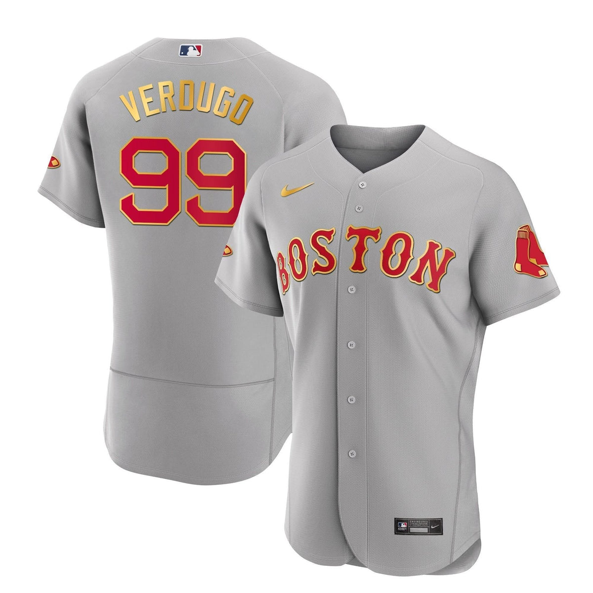 Boston Red Sox Gold Trim Jersey - Stitched
