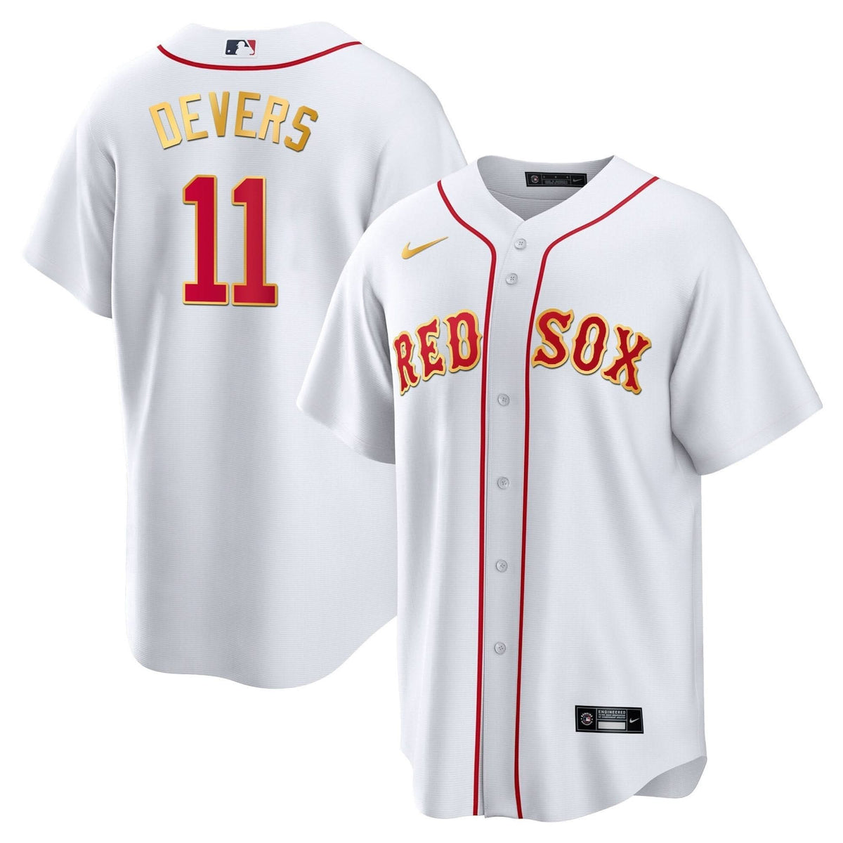 Boston Red Sox Gold Trim Jersey - Stitched