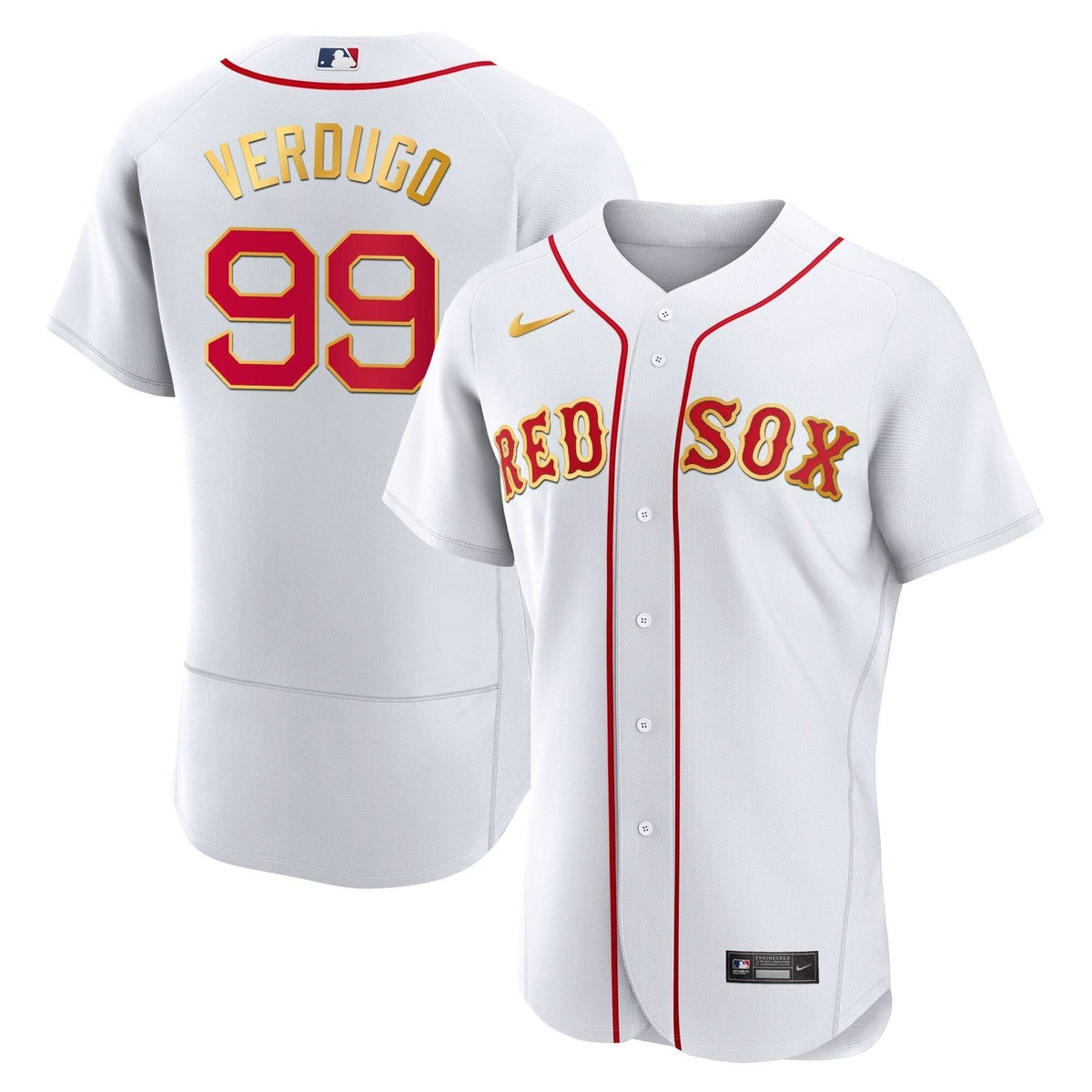Boston Red Sox Gold Trim Jersey - Stitched