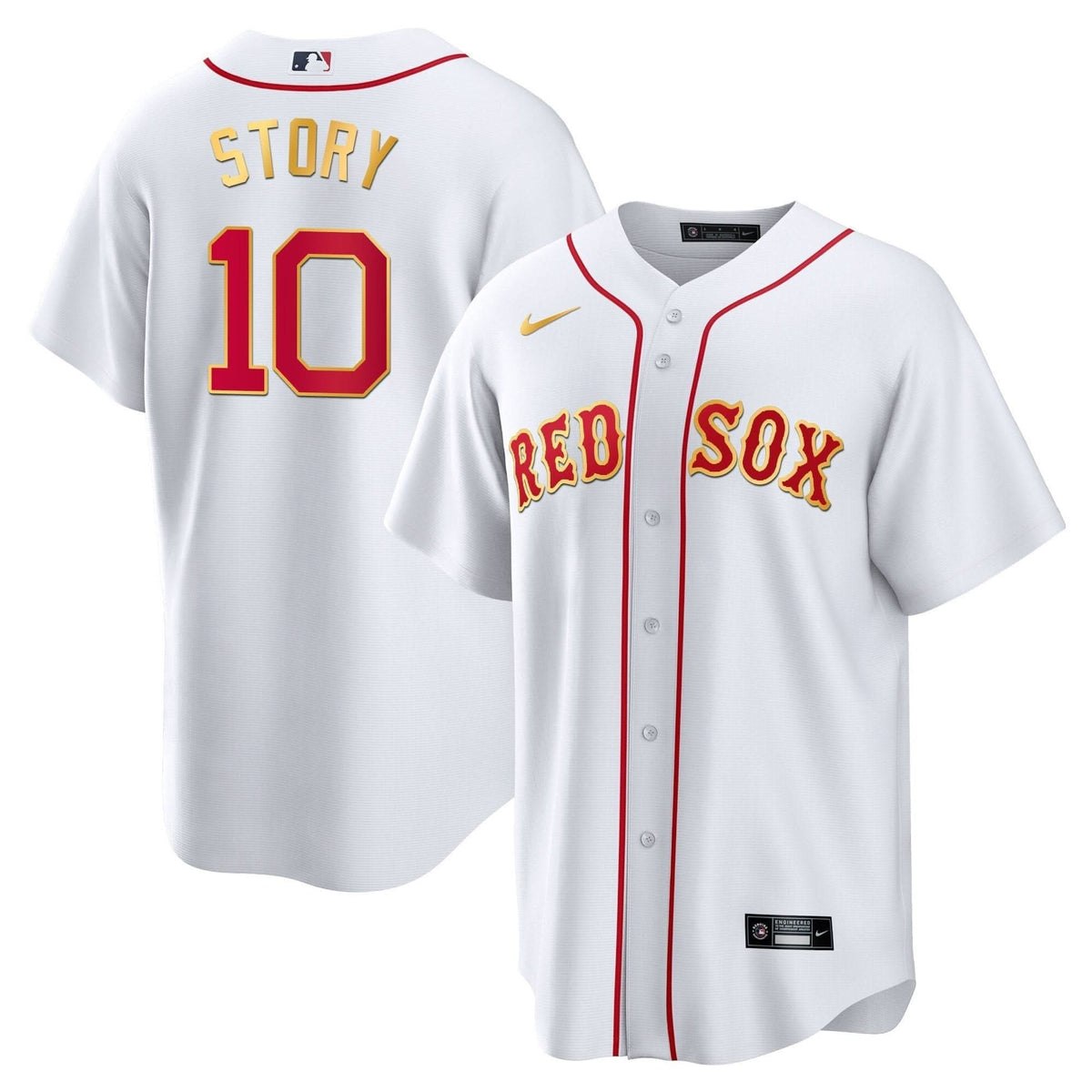 Boston Red Sox Gold Trim Jersey - Stitched