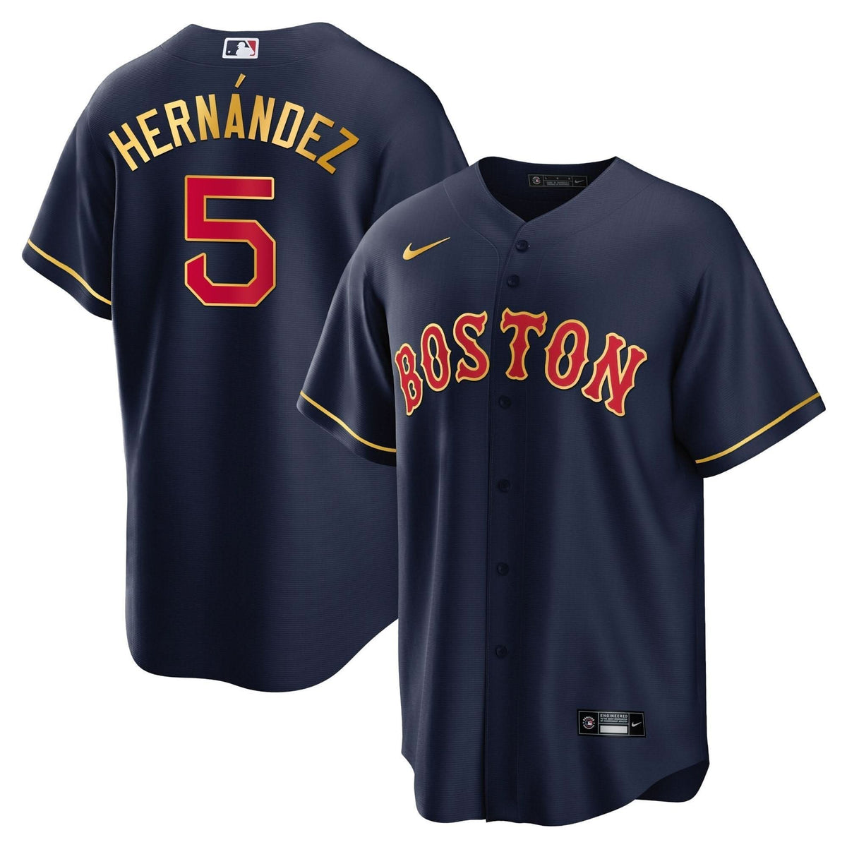 Boston Red Sox Gold Trim Jersey - Stitched