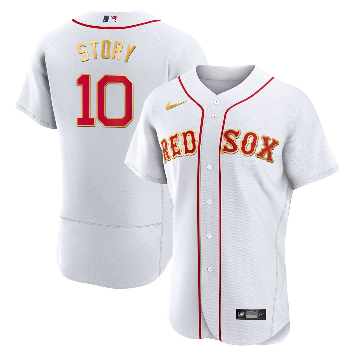 Boston Red Sox Gold Trim Jersey - Stitched
