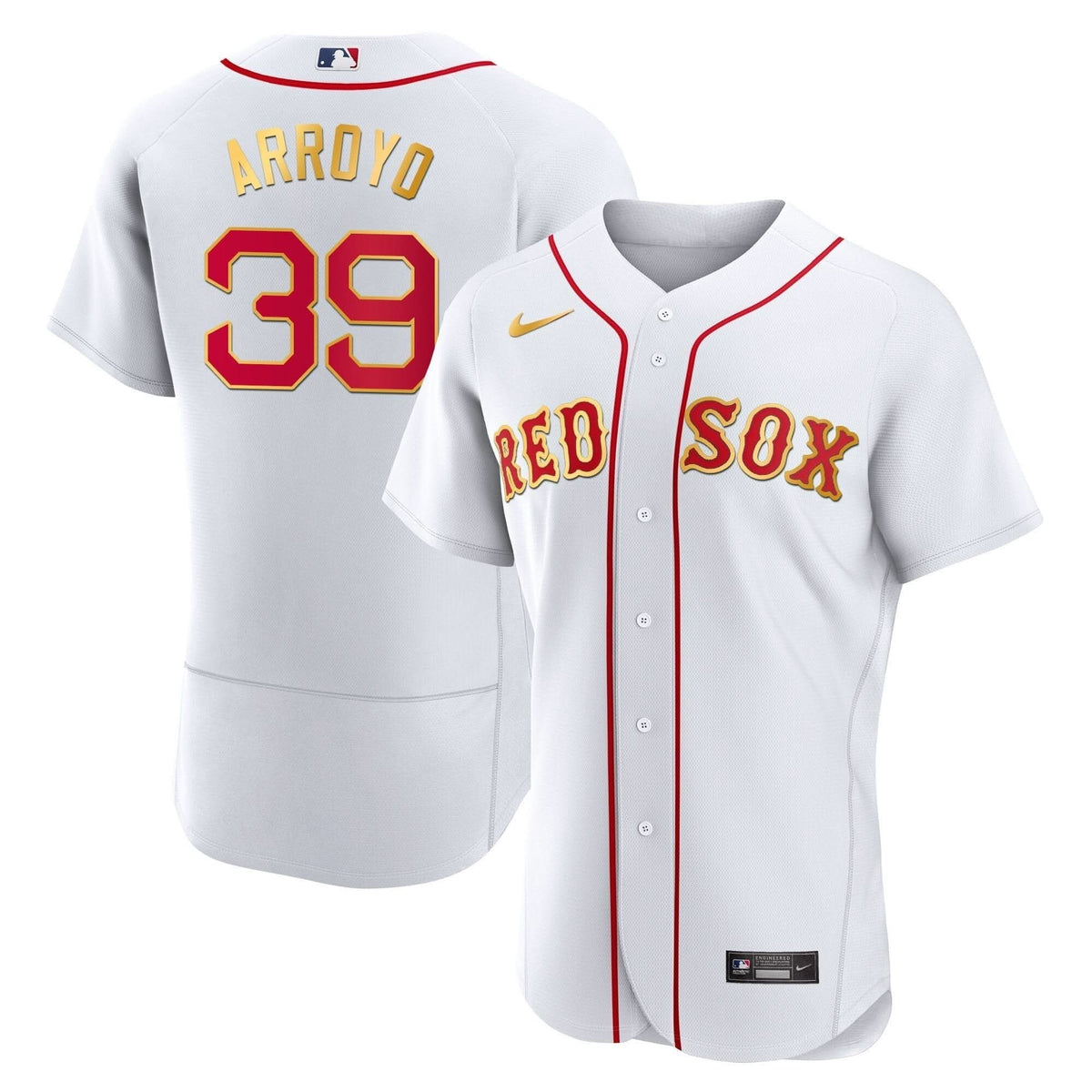 Boston Red Sox Gold Trim Jersey - Stitched