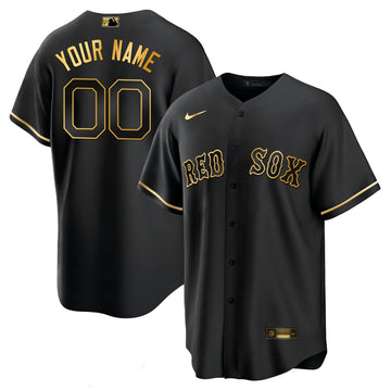 Boston Red Sox Black Gold & White Gold Custom Jersey - Stitched