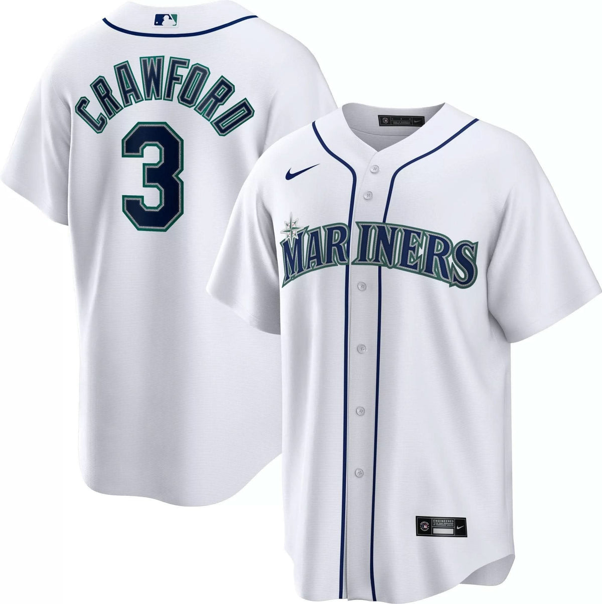 Seattle Mariners Cool Base Jersey - White - Stitched