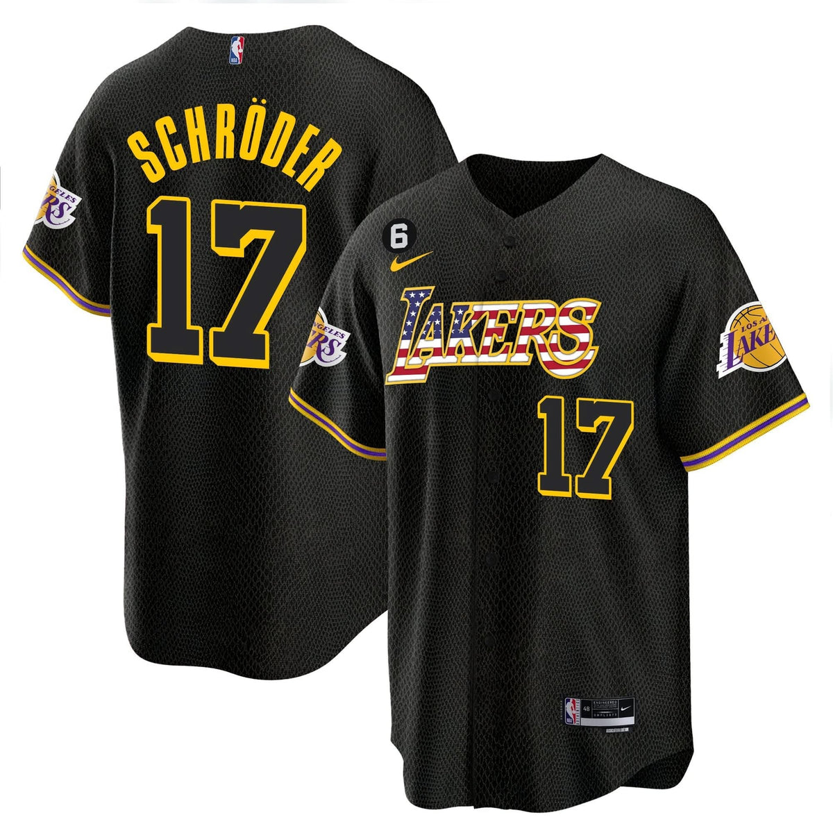 Los Angeles Lakers Flag Baseball Jersey - Stitched