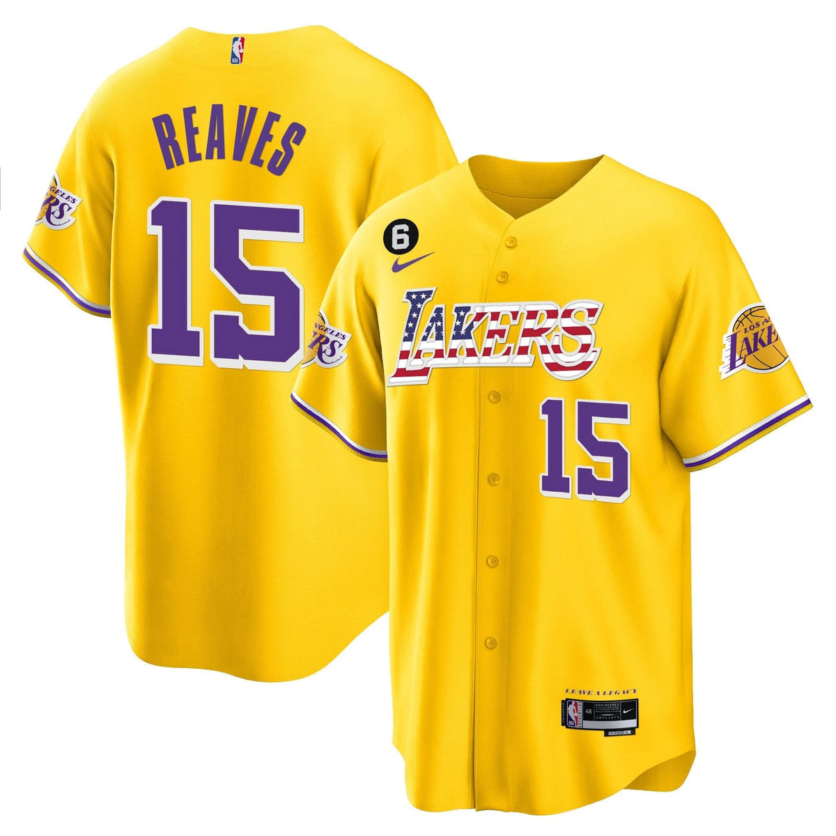 Los Angeles Lakers Flag Baseball Jersey - Stitched
