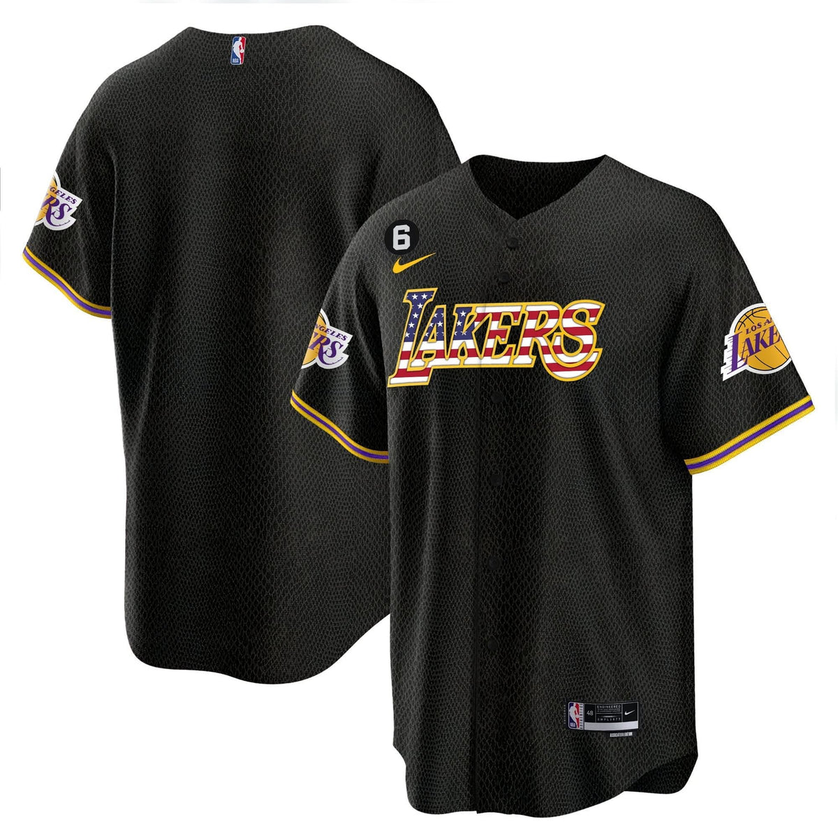 Los Angeles Lakers Flag Baseball Jersey - Stitched
