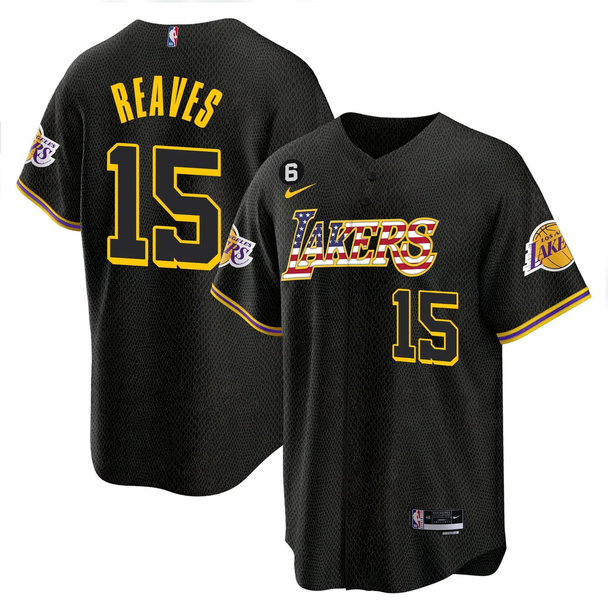 Los Angeles Lakers Flag Baseball Jersey - Stitched