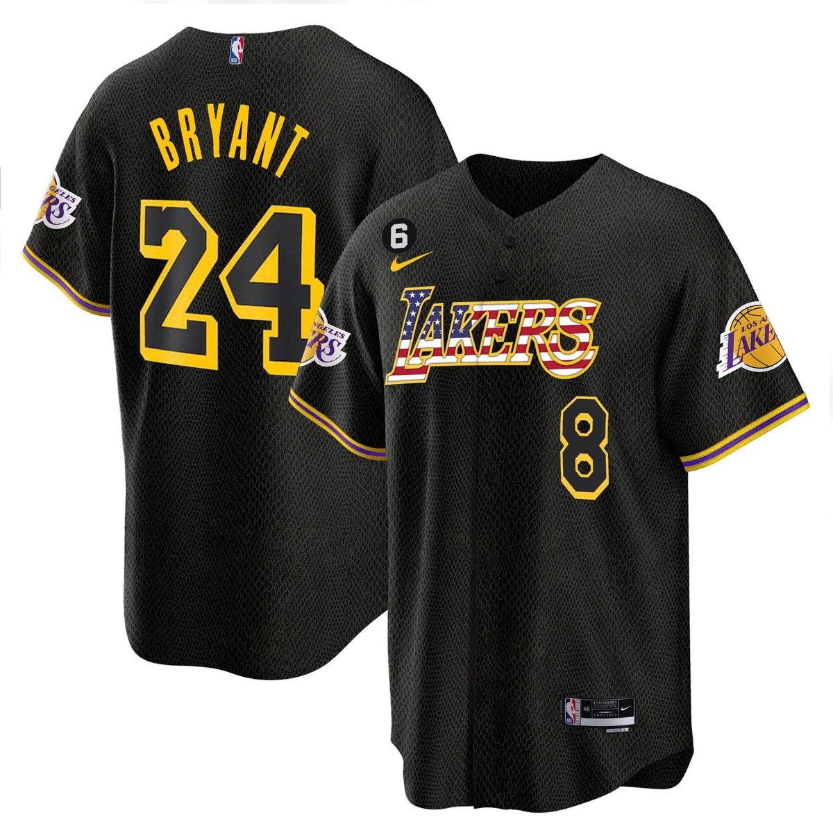 Los Angeles Lakers Flag Baseball Jersey - Stitched