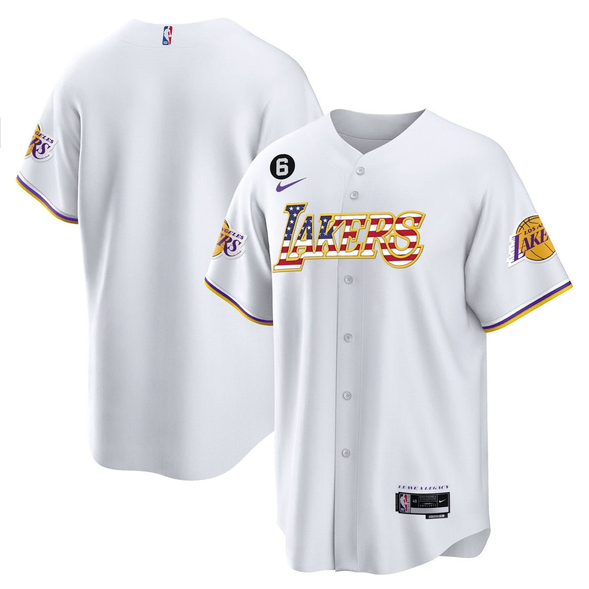 Los Angeles Lakers Flag Baseball Jersey - Stitched
