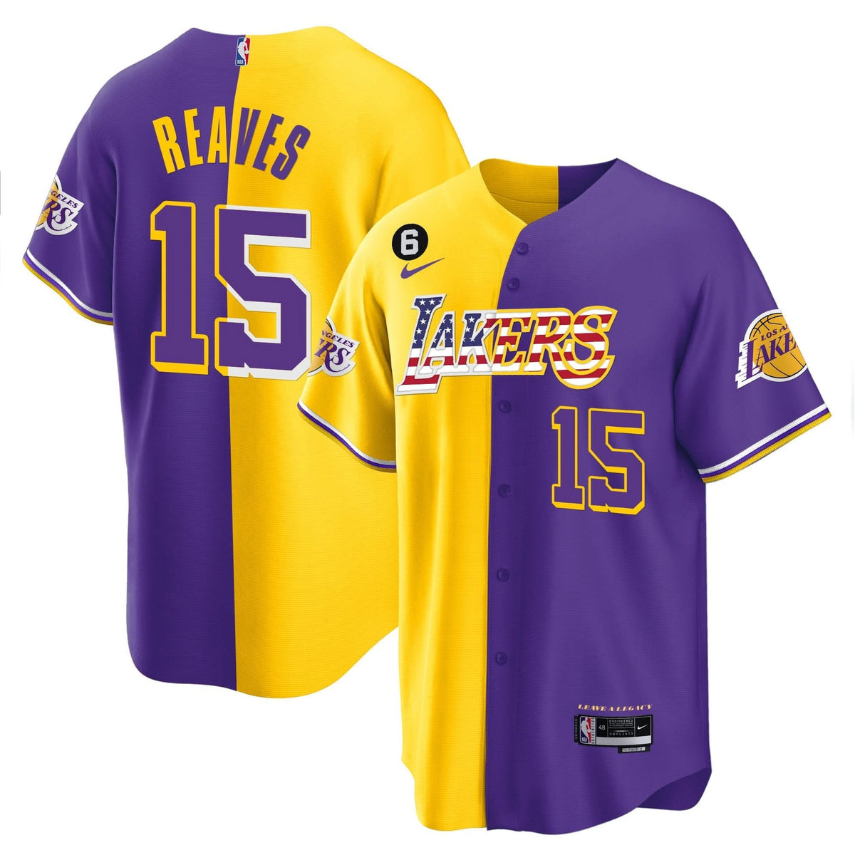 Los Angeles Lakers Flag Baseball Jersey - Stitched