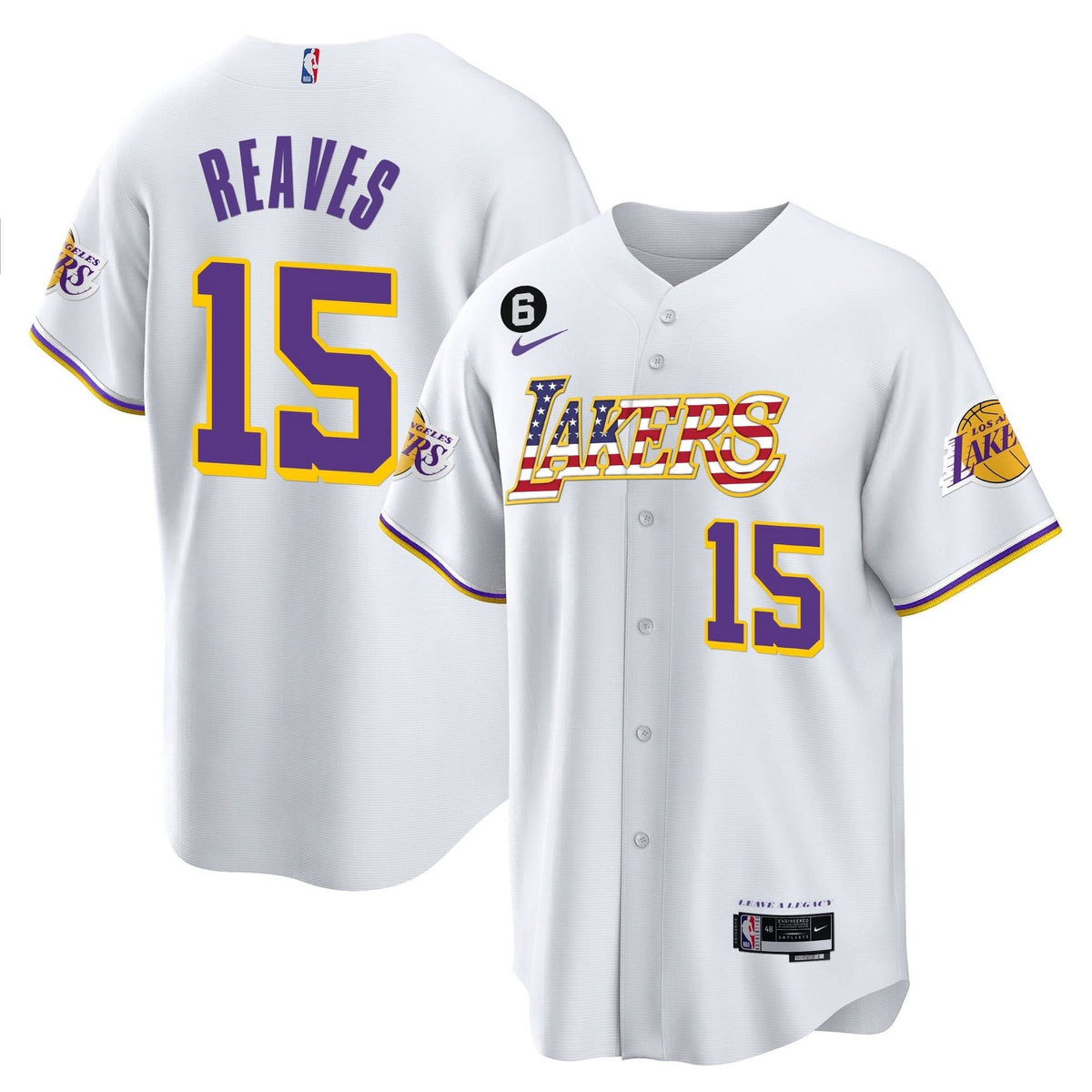 Los Angeles Lakers Flag Baseball Jersey - Stitched