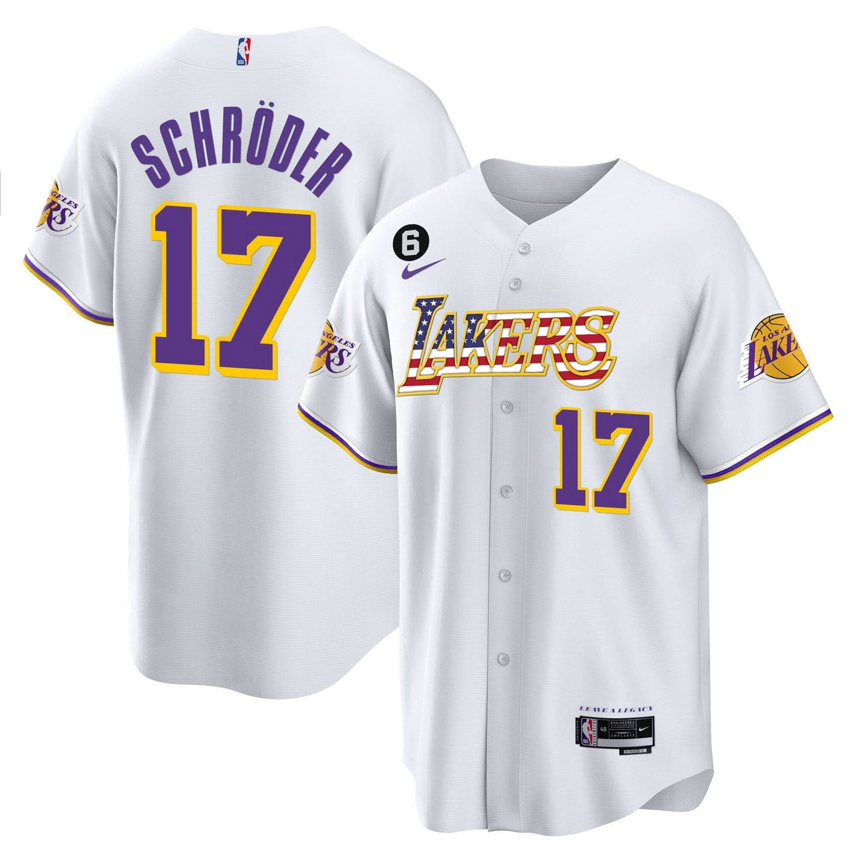 Los Angeles Lakers Flag Baseball Jersey - Stitched