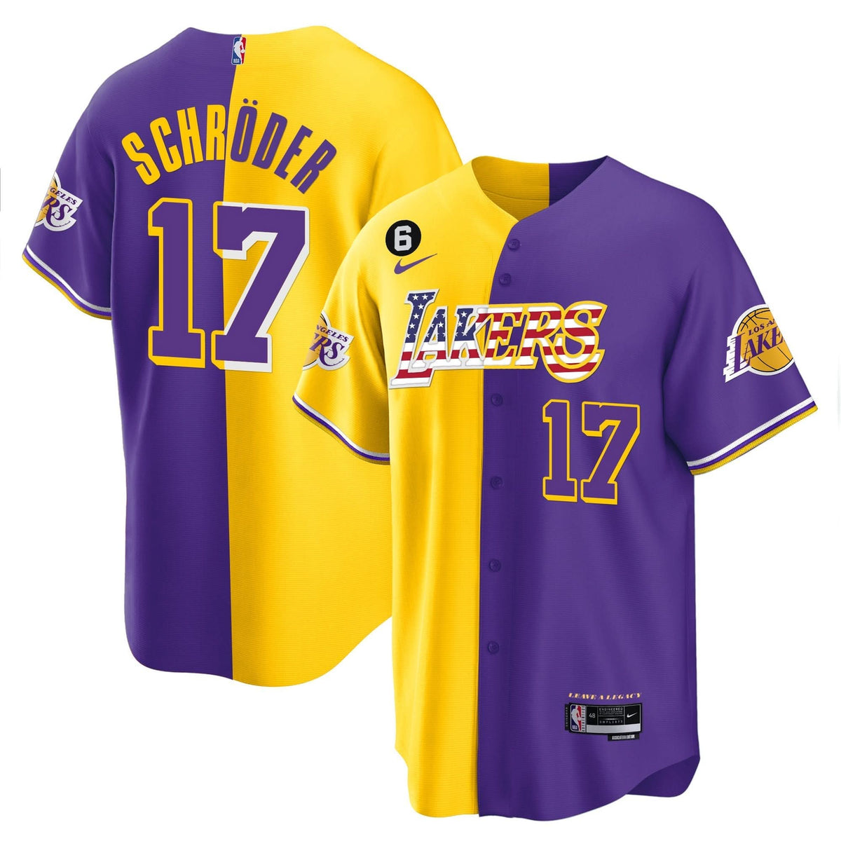Los Angeles Lakers Flag Baseball Jersey - Stitched