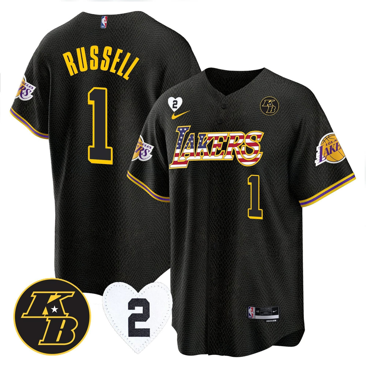 Los Angeles Lakers Flag Baseball Jersey - Stitched