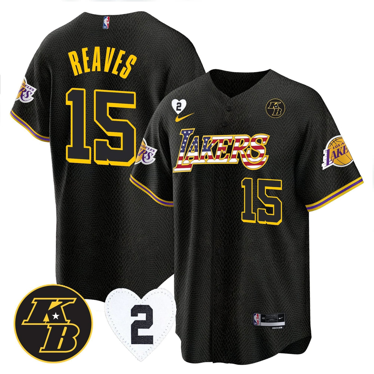 Los Angeles Lakers Flag Baseball Jersey - Stitched
