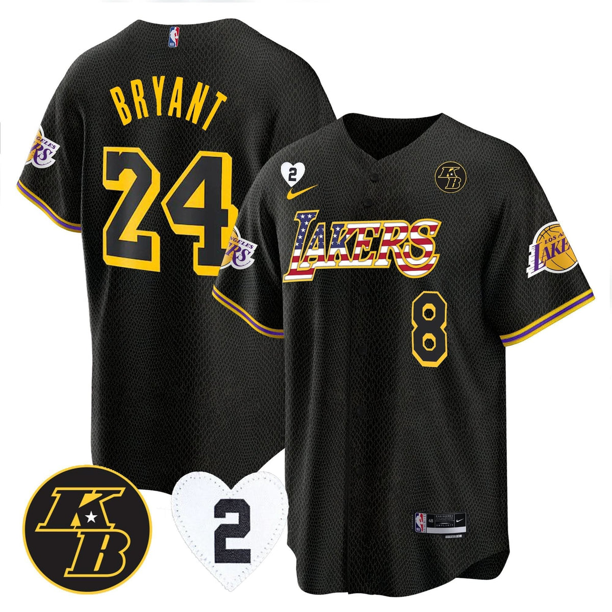 Los Angeles Lakers Flag Baseball Jersey - Stitched