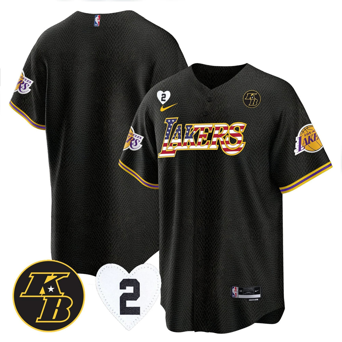 Los Angeles Lakers Flag Baseball Jersey - Stitched