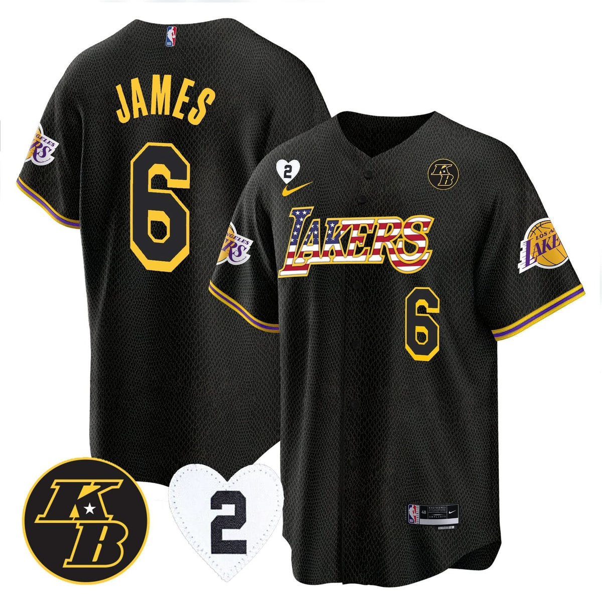 Los Angeles Lakers Flag Baseball Jersey - Stitched